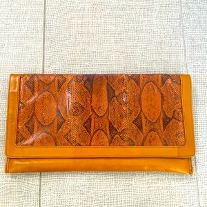 Koret Vintage Snakeskin Leather Clutch Camel Color